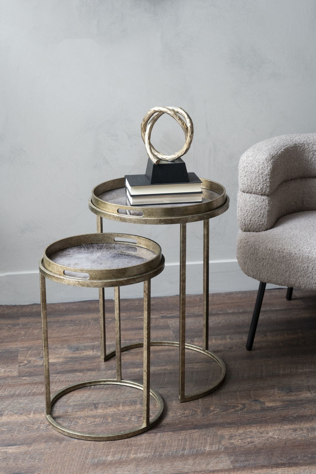 Set of 2 Vienna Antique Gold Atlas Side Tables